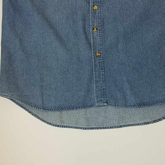 Pacific scene blue denim button front short sleeve - Picture 4 of 8
